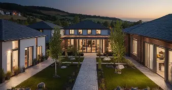 Large executive family home at dusk